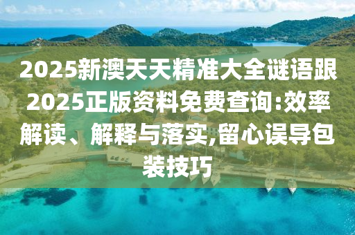 2025新澳天天精準(zhǔn)大全謎語跟2025正版資料免費查詢:效率解讀、解釋與落實,留心誤導(dǎo)包裝技巧